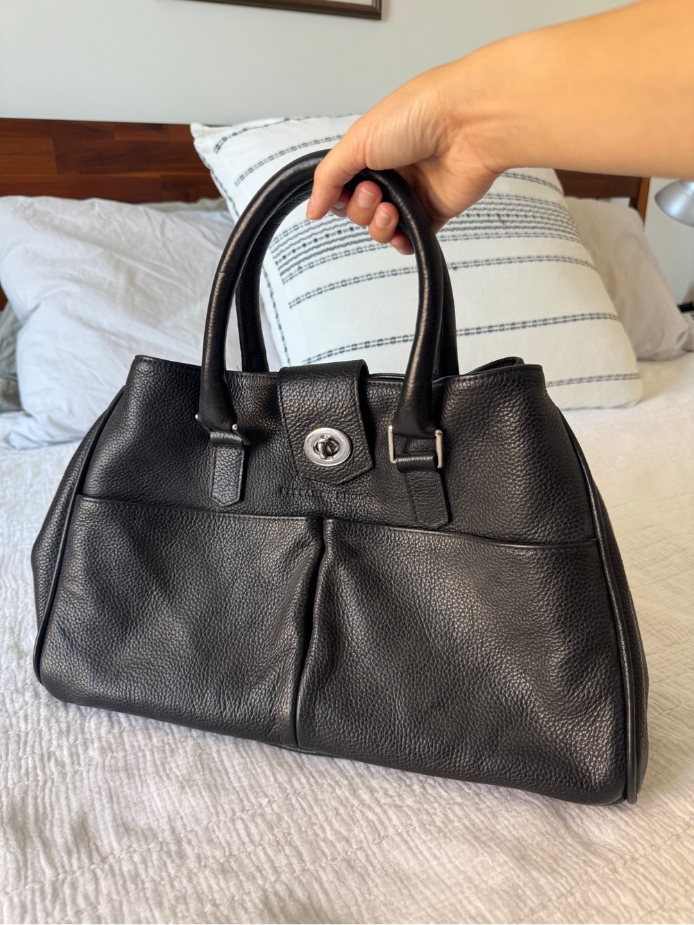 Black Leather Pittards England Bag